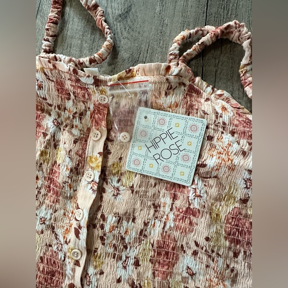 Hippie Rose Pink Floral Crop Top Size Medium - Picture 2 of 6